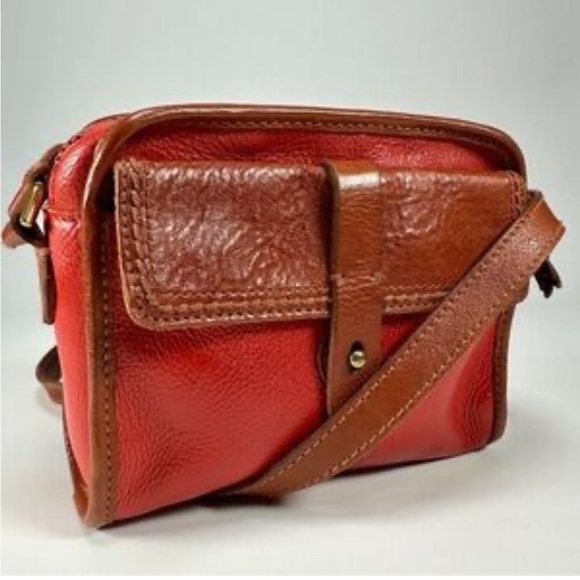 Madewell Leather Camera Crossbody Bag Purse Orange Red and Brown - Picture 14 of 15